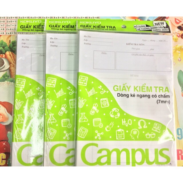 Túi 25 Bộ Giấy kiểm tra Campus có chấm- không chấm