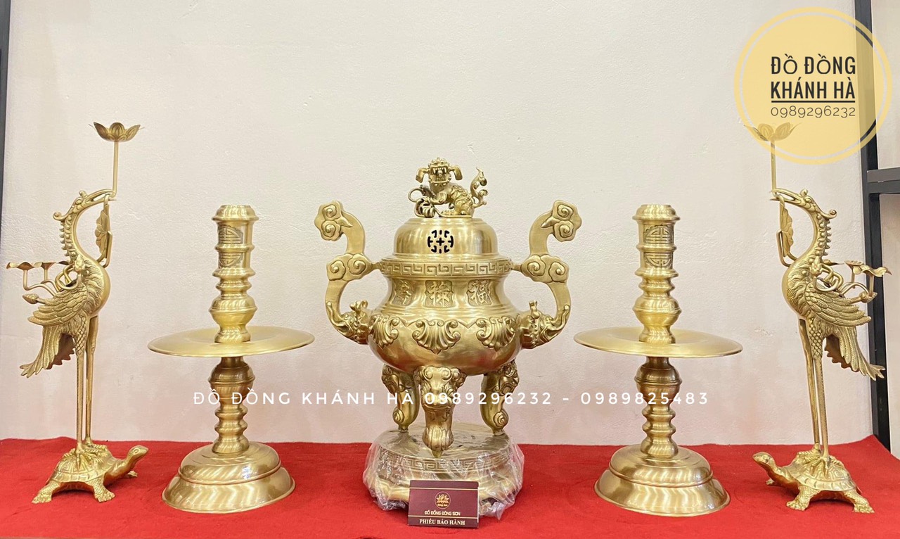 Đôi Hạc Bằng Đồng Vàng Cao 52cm
