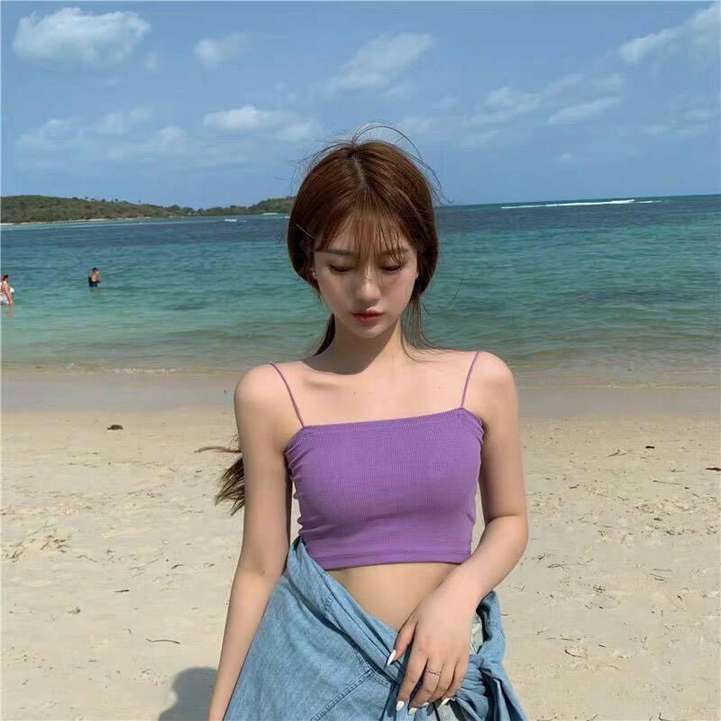 Áo croptop 2 dây bún chất bozip
