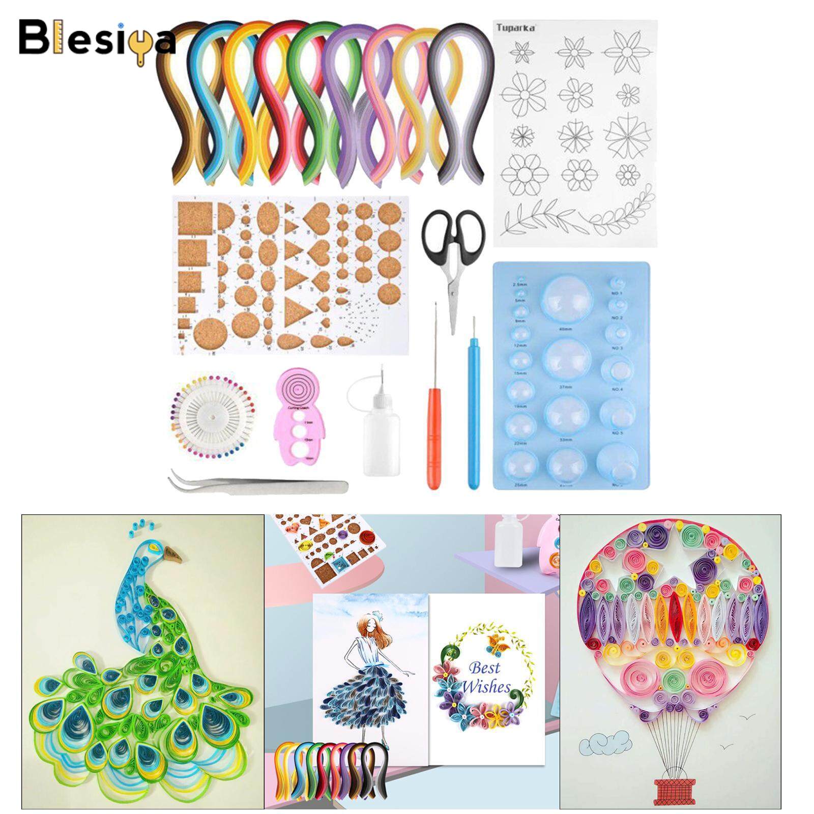 Blesiya Paper Strips Quilling Tool Kit 900 Colorful Strips Scrapbooking Decoration