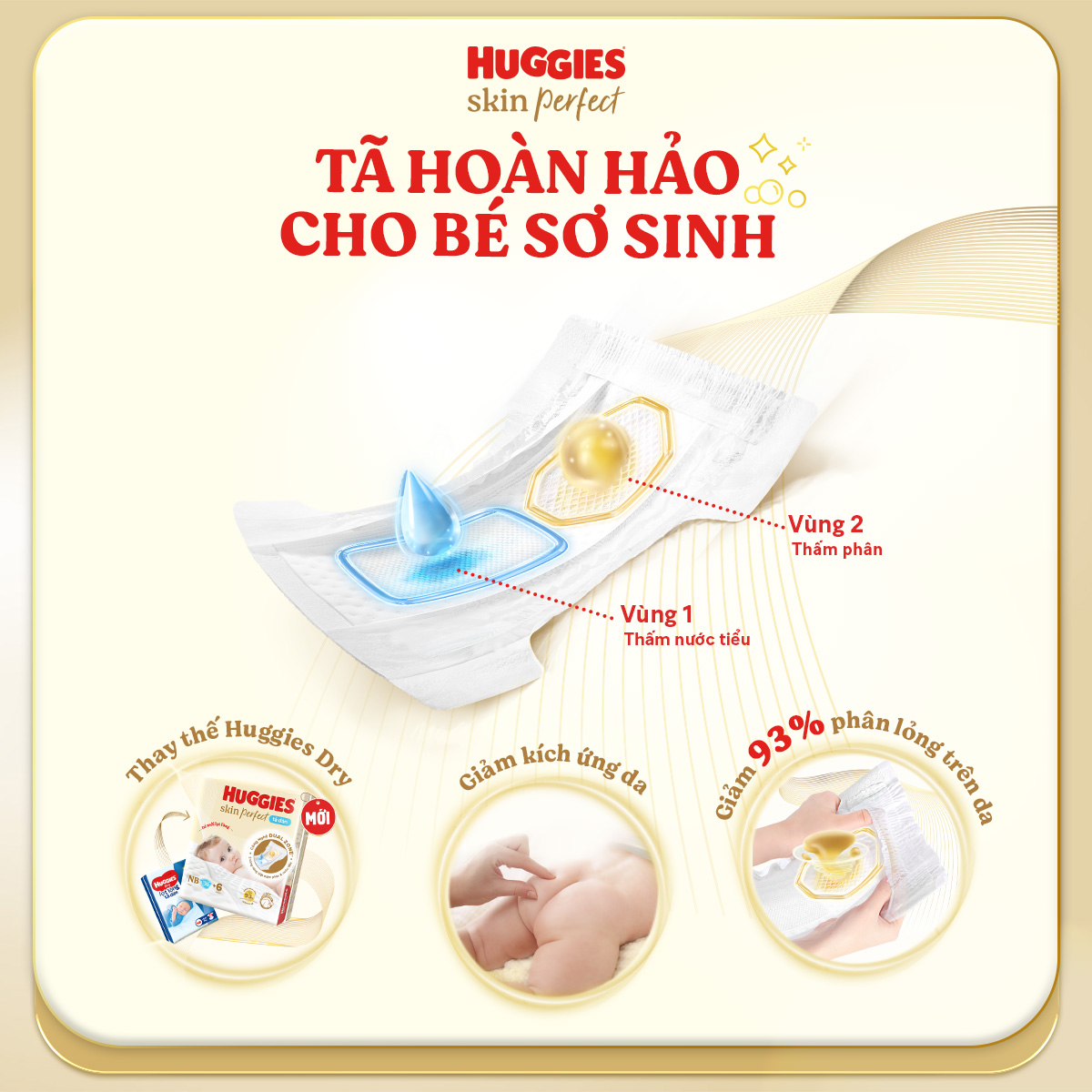 [CHỈ 15-17.06 QUÀ TẶNG ĐƠN 0Đ]  Tã/Bỉm dán sơ sinh Huggies Skin Perfect S80 - 80+2 miếng