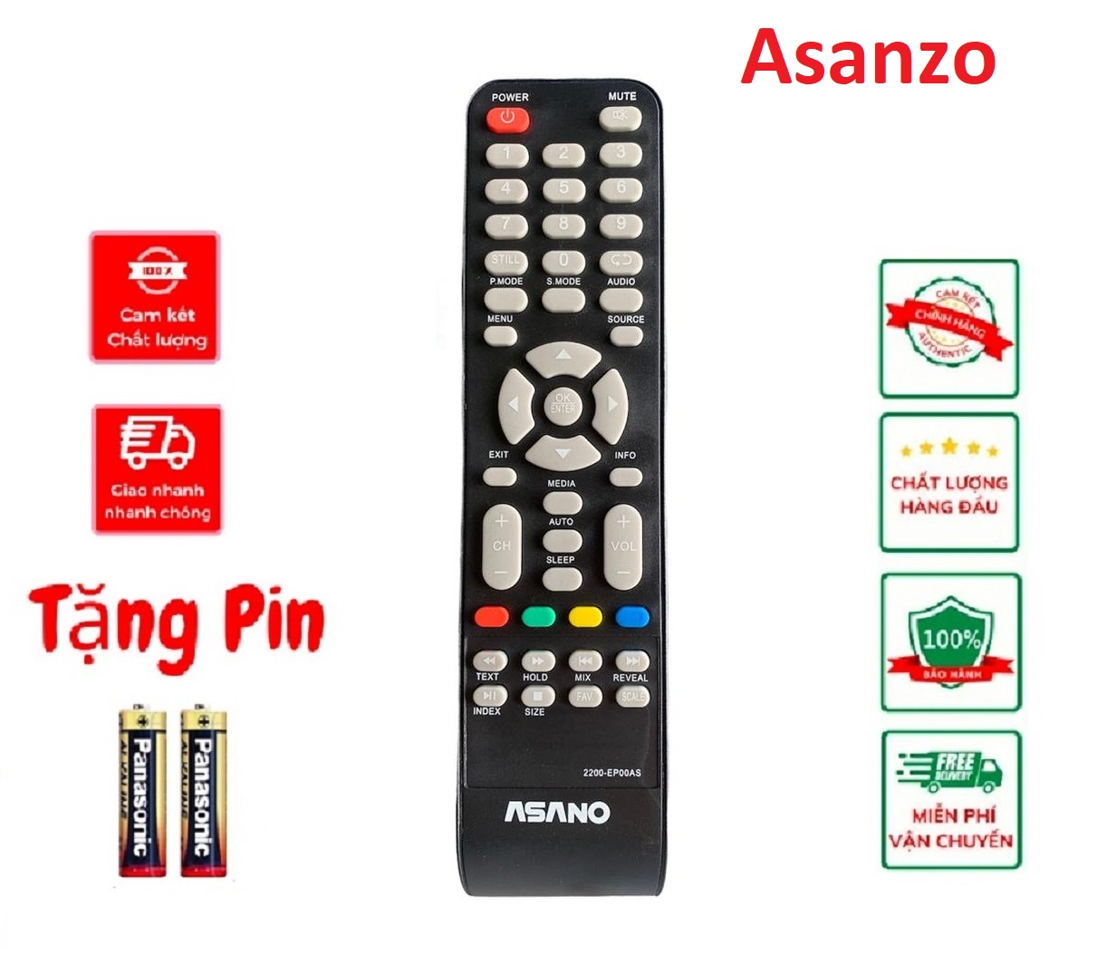 Điều khiển tivi asano 2200 -ep00as , remote asano tivi dòng lcd hàng tốt 100%, tặng kèm pin