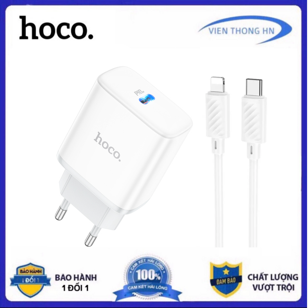 Bộ sạc nhanh iphone 20w chính hãng hoco - củ sạc kèm dây sạc type c to lightning cho ip 14 13promax 12 pro xsmax ...vv - vienthonghn