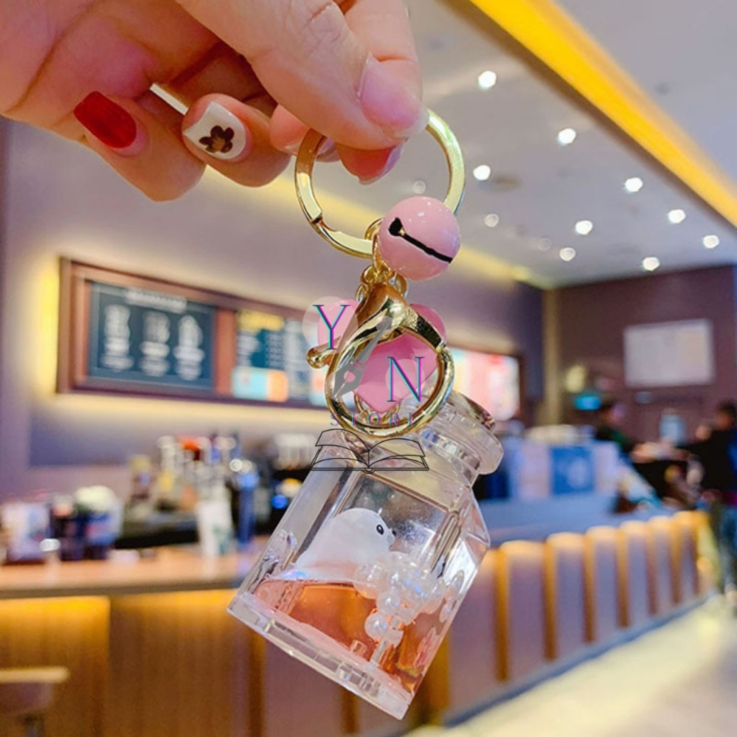 Móc Khóa Bình Nước Chứa Cả Đại Dương Dễ Thương