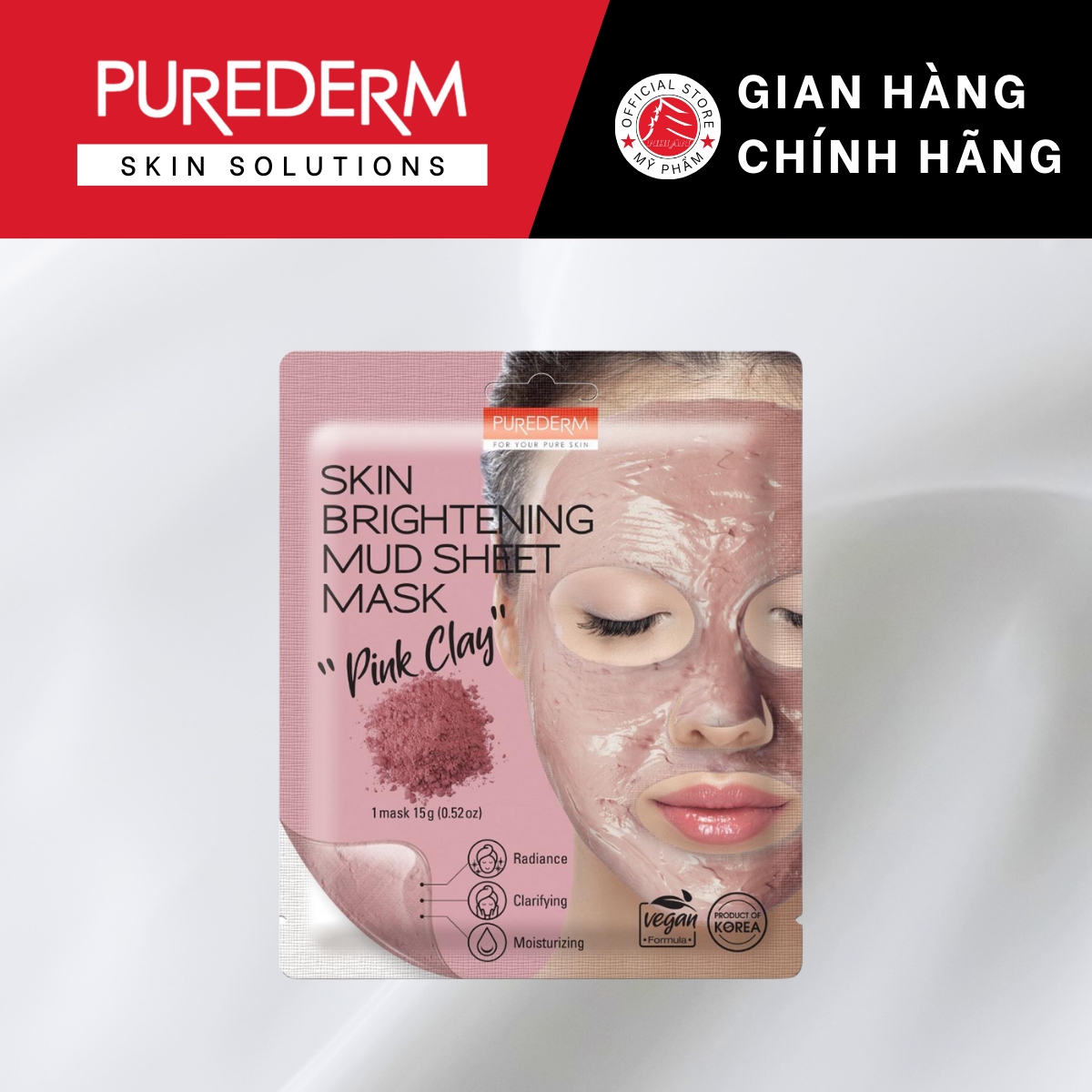 Purederm Mặt nạ dưỡng sáng " Đất Sét Hồng"