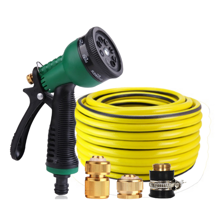 Vòi nước vòi phun nước rửa xe tưới cây tăng áp thông minh 8 chế độ phun nước+ bộ dây bơm nước 10m cao cấp TLG 815498 (cút đồng,nối đồng-dây vàng)