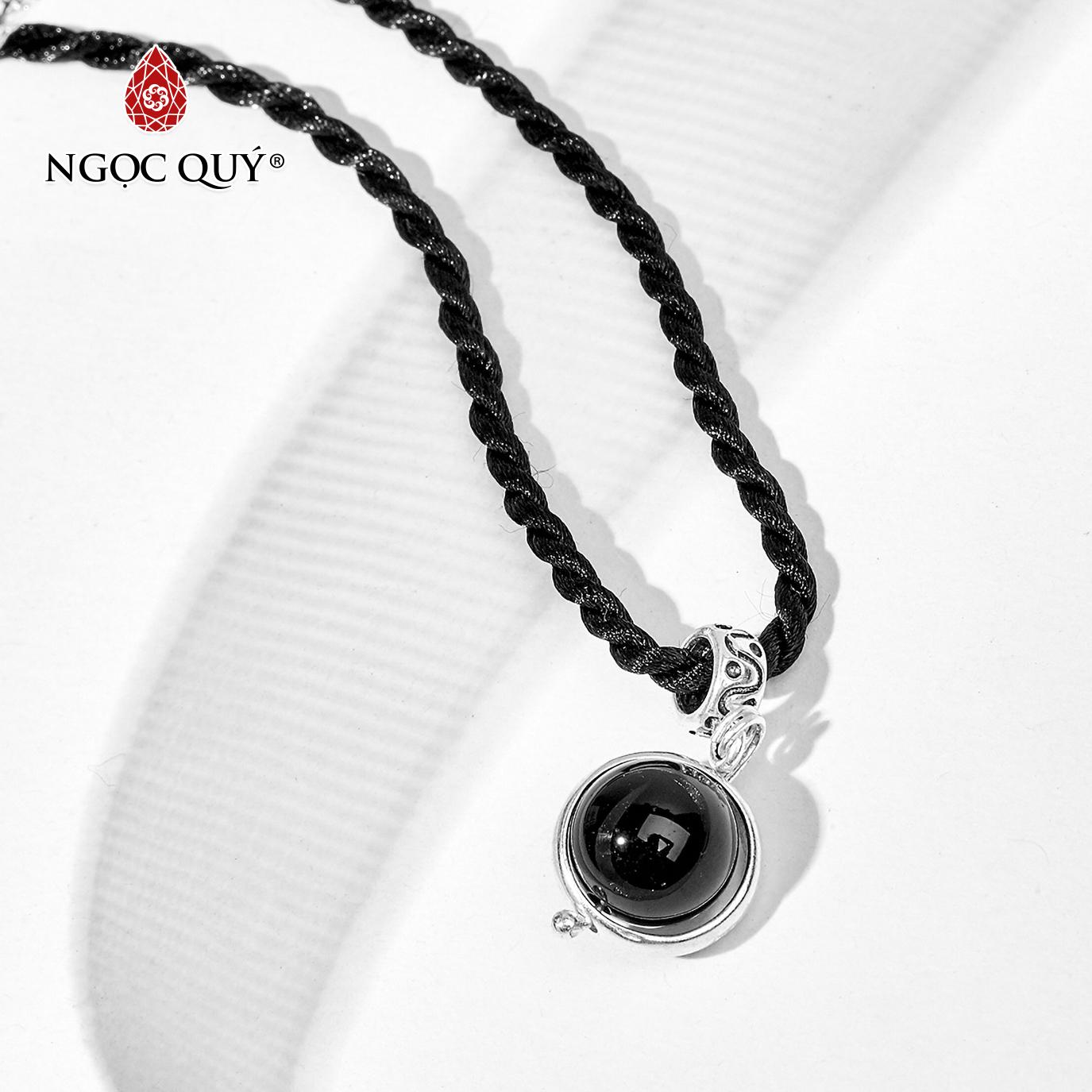 Mặt dây chuyền đá obsidian phối bạc mệnh thủymộc - Ngọc Quý Gemstones