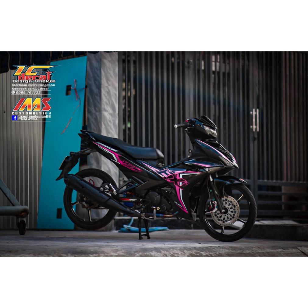 Tem rời exciter 150 xe đen - mẫu chữ ex hồng