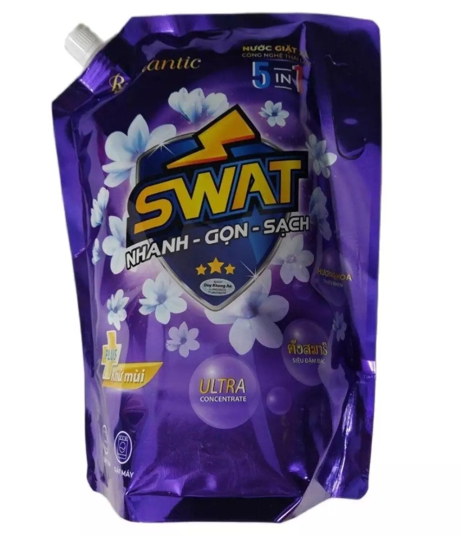 Nước giặt Swat Túi 2,2kg màu Tím Romantica nước Giặt xả 5 trong 1