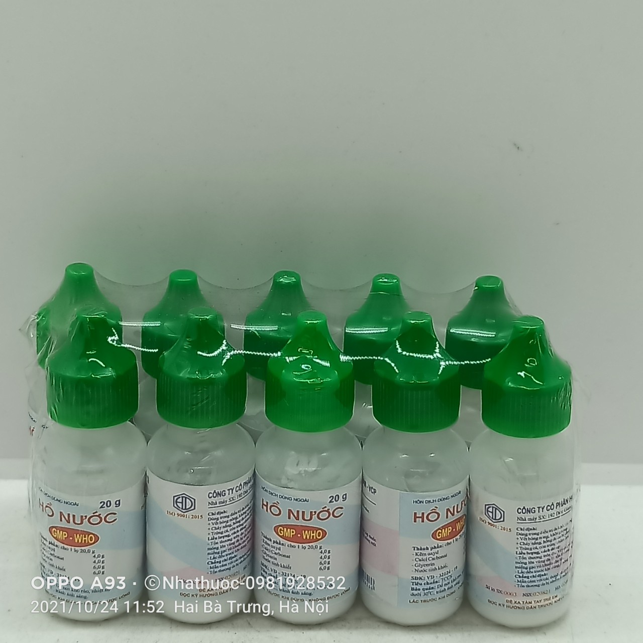 Combo 10 lọ hồ nước bôi da mỗi lọ 20g