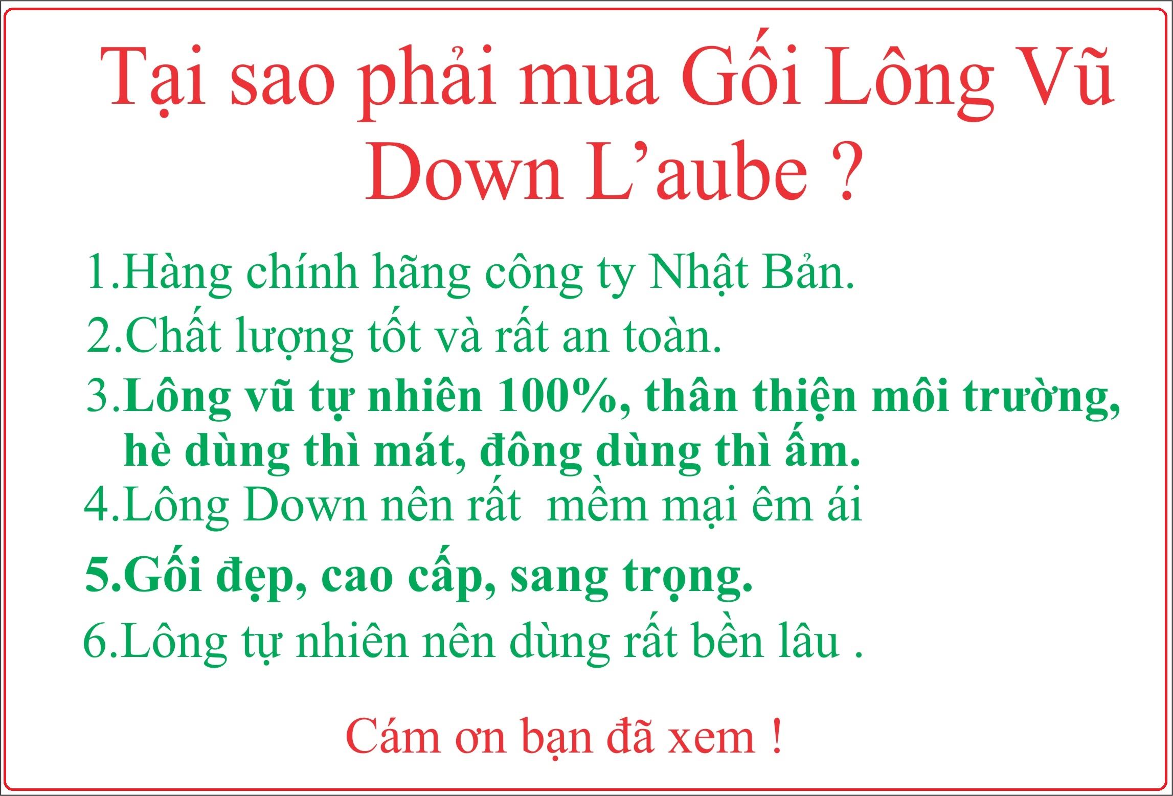 Gối Nằm Lông vũ tự nhiên Cao Cấp Lông Tơ Down Pillow 50x70cm hiệu Laube home