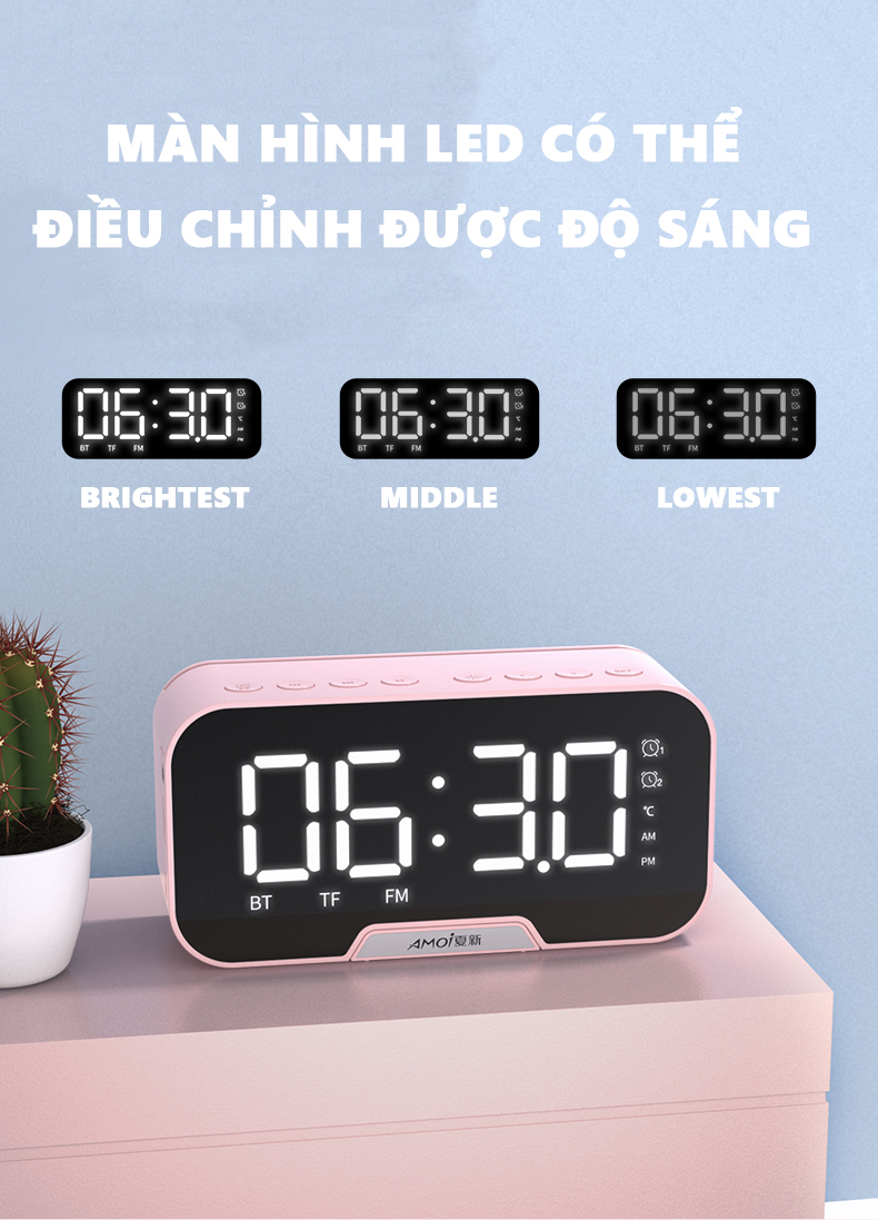 Loa bluetooth D88, loa bluetooth mini, có màn hình led hiển thị, loa kiêm đồng hồ báo thức, đo nhiệt độ phòng, mặt kính tráng gương, loa kiêm giá đỡ điện thoại, loa không dây extrabass