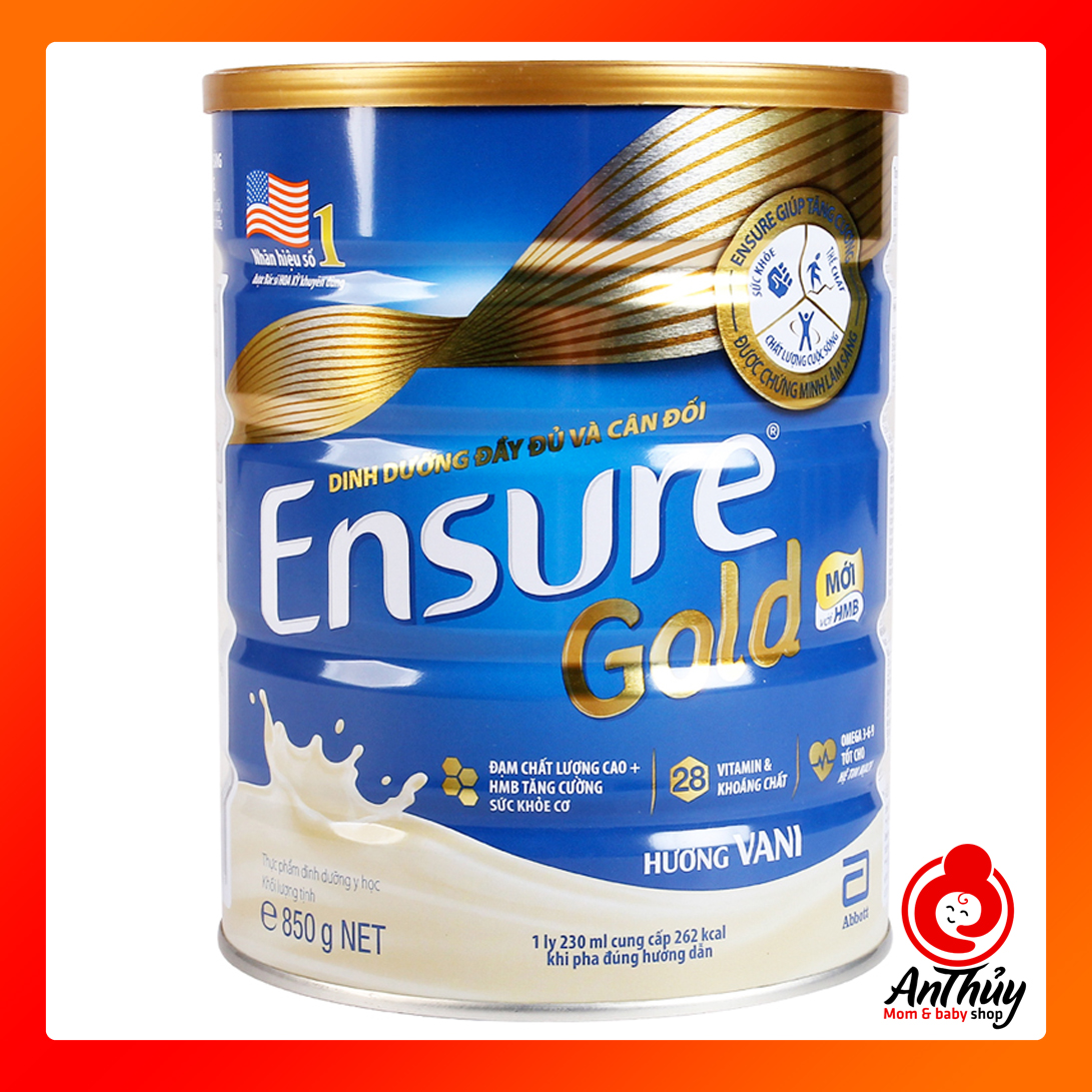 Lon sữa bột Ensure Gold Hương Vani 850g