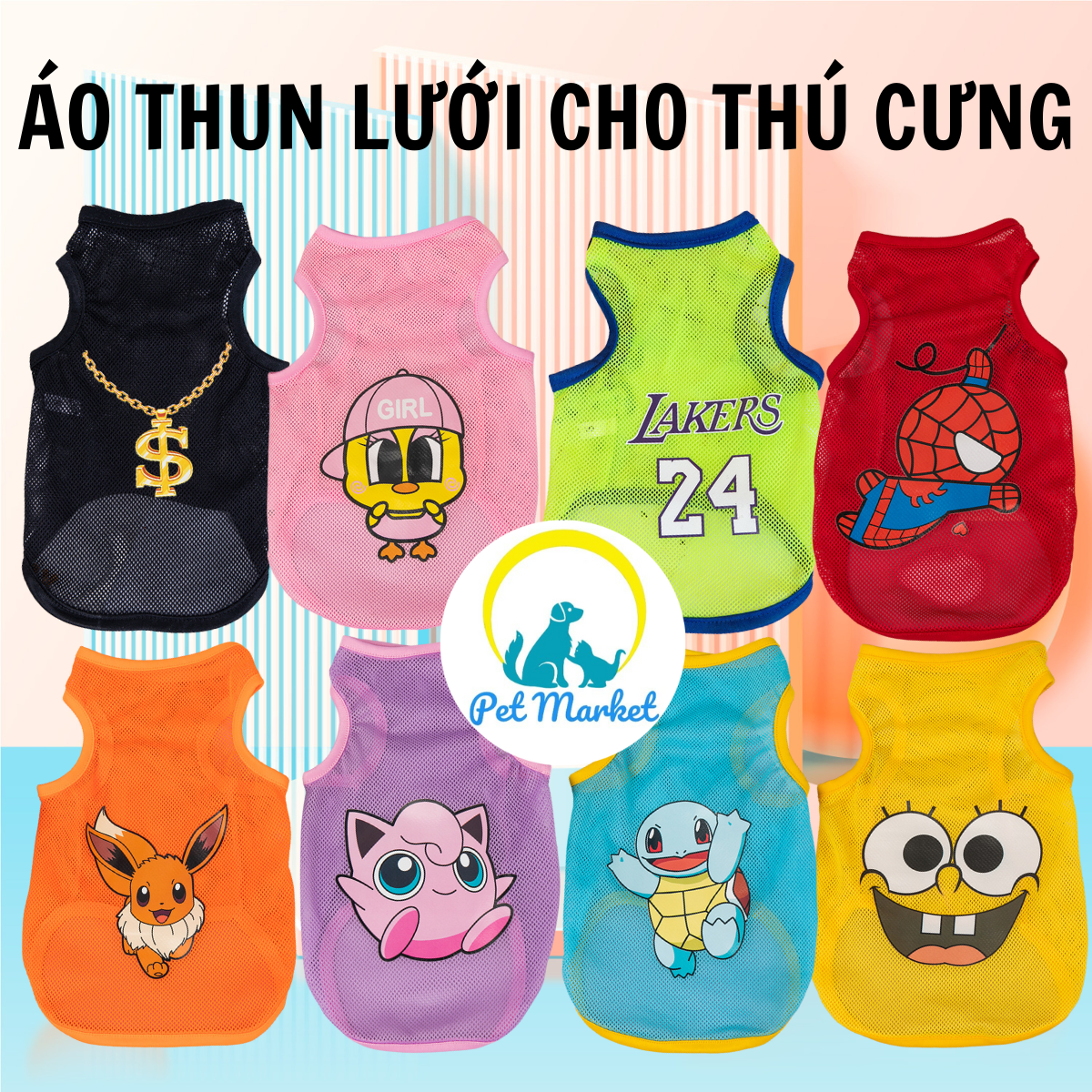 ÁO CHO CHÓ, ÁO THUN LƯỚI CHO THÚ CƯNG CHÓ MÈO