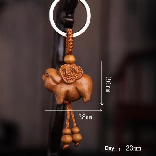 Móc Khóa Gỗ Nâu Khắc Thủ Công Hình 12 Con Giáp May Mắn, Tài Lộc ( 1 cái )
