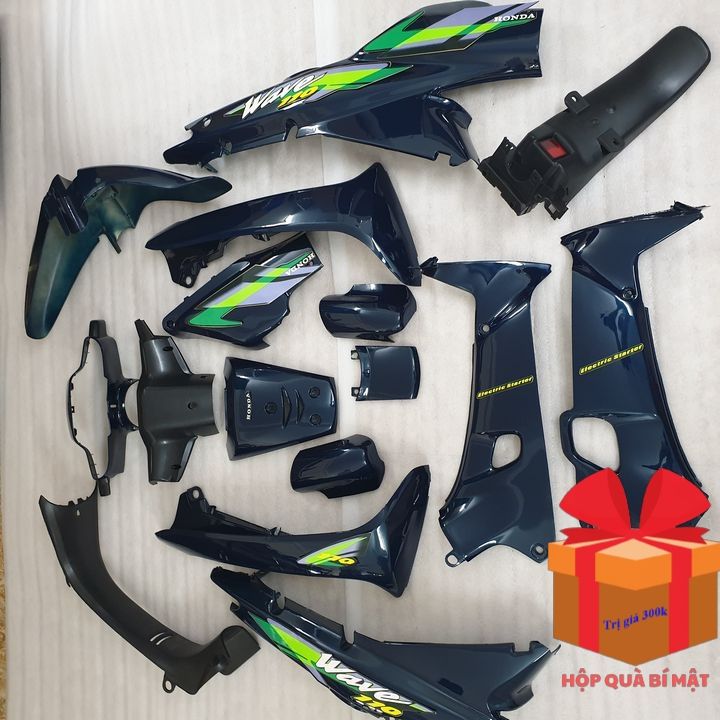 Bộ dàn áo xe WAVE alpha - Wave zx - wave 110 đời xe 1997 đến 2006, nhựa nguyên sinh ABS màu XANH NHỚT, Tặng tem 3 lớp + PHẦN QUÀ ĐẾN 300K , phụ tùng xe máy giá rẻ