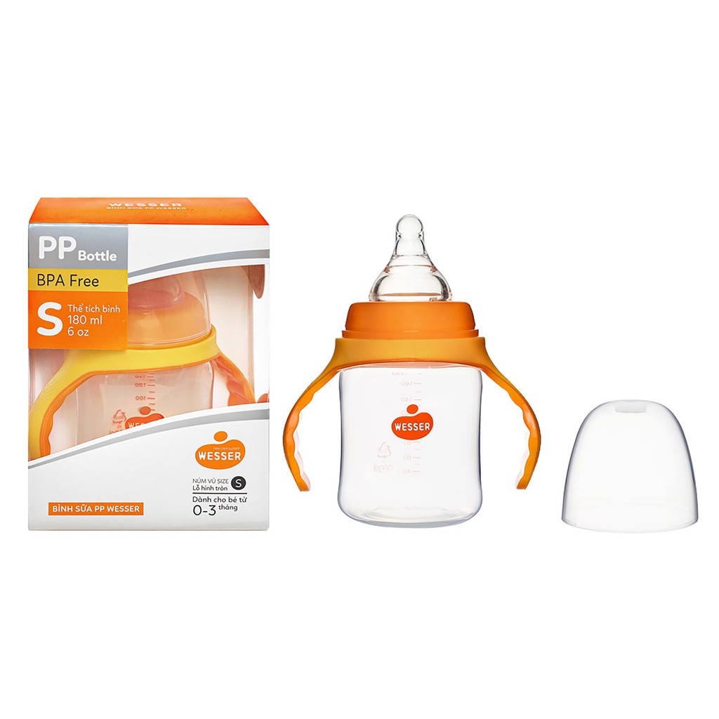 Bình sữa wesser bình sữa cổ rộng nhựa pp 180ml - 260ml