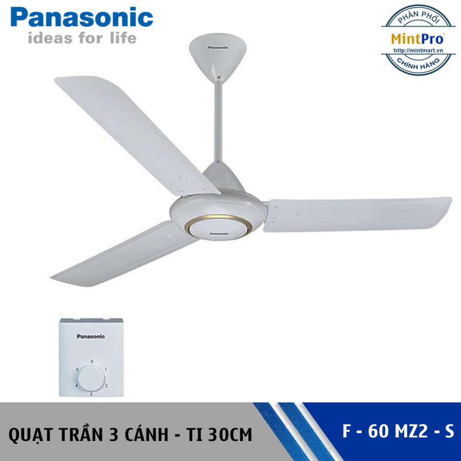 Quạt trần Panasonic F-60MZ2-S, 3 cánh, ty ngắn 30 cm