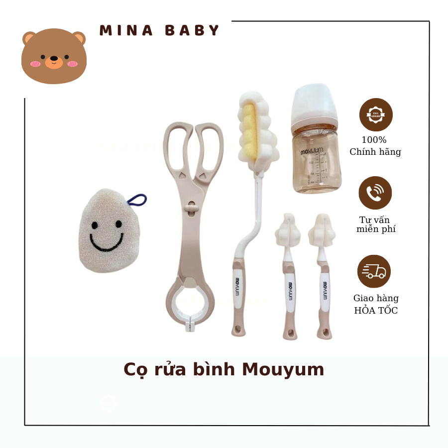 Cọ rửa bình moyuum mút xốp tạo bọt Moyuum Hàn Quốc