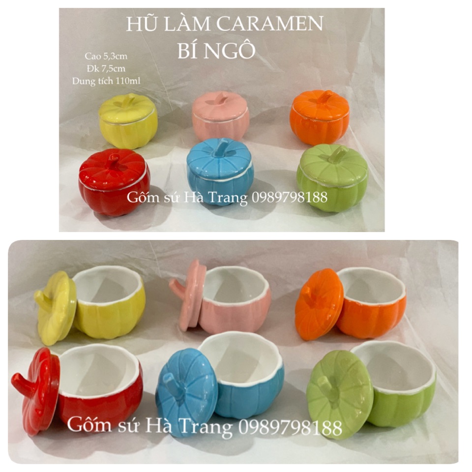 Hũ bí ngô làm caramen gốm sứ Bát Tràng cao cấp không chì