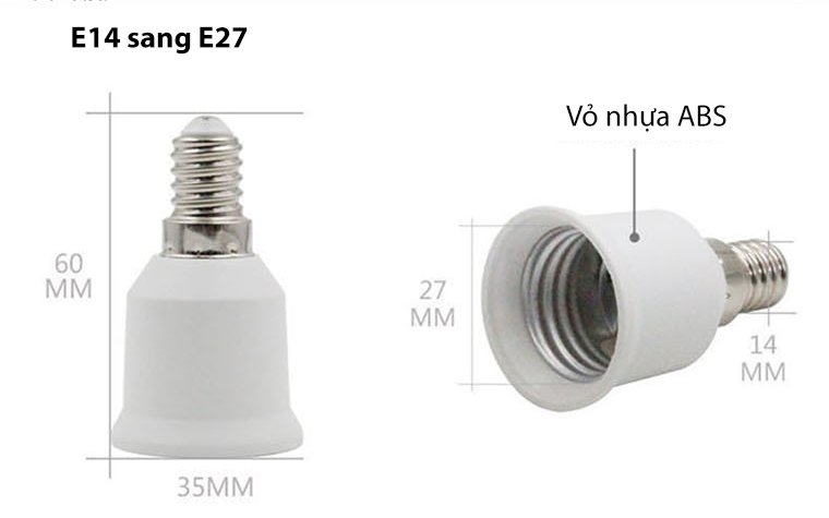 Adapter for Converting E14 to E27 Screw-In Sockets