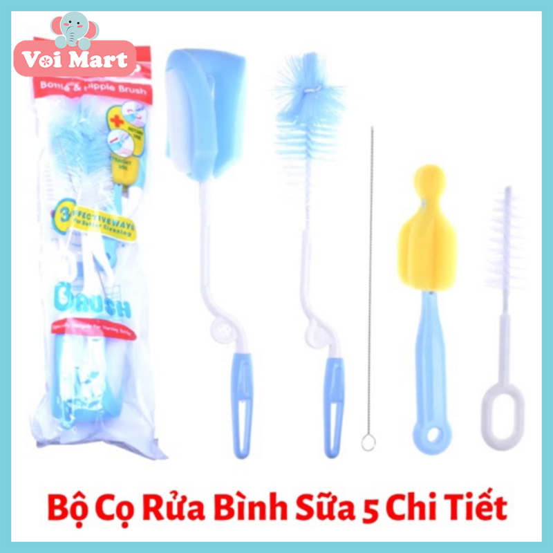 🍑Siêu Sale🍑 Bộ Cọ rửa bình sữa 5 chi tiết