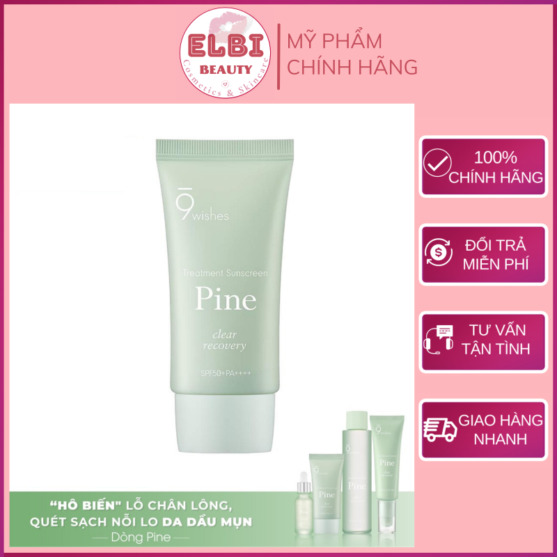 Kem Chống Nắng 9 Wishes Pine Treatment Sunscreen 9Wishes 50ml - Elbi Beauty Cosmetics & Skincare