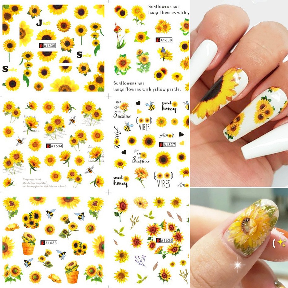 Set Sticker Nước | Hoa Hướng Dương | Dán Móng Tay