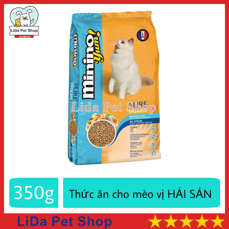 HN- Thức ăn vị hải sản dành cho mèo mọi lưa tuổi - thức ăn cho mèo minino yum 350g - Lida Pet Shop