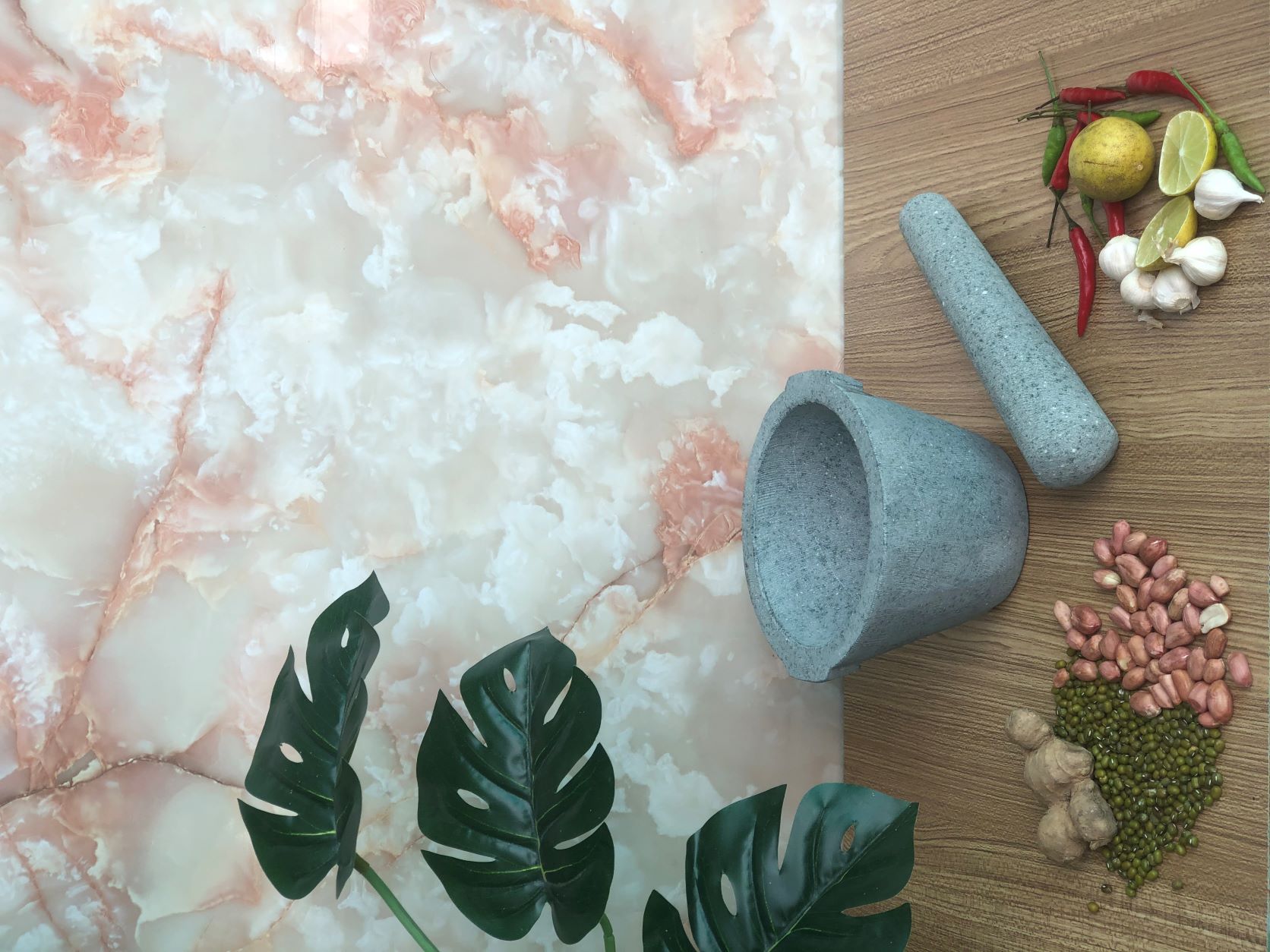 bộ sản phẩm cối đá + chày đá Đường Kính 14cm