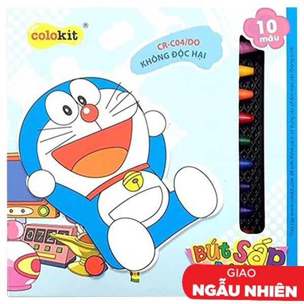 Hộp 10 Bút Sáp Màu Doraemon - Colokit CR-C04 DO Mẫu Bao Bì Giao Ngẫu Nhiên