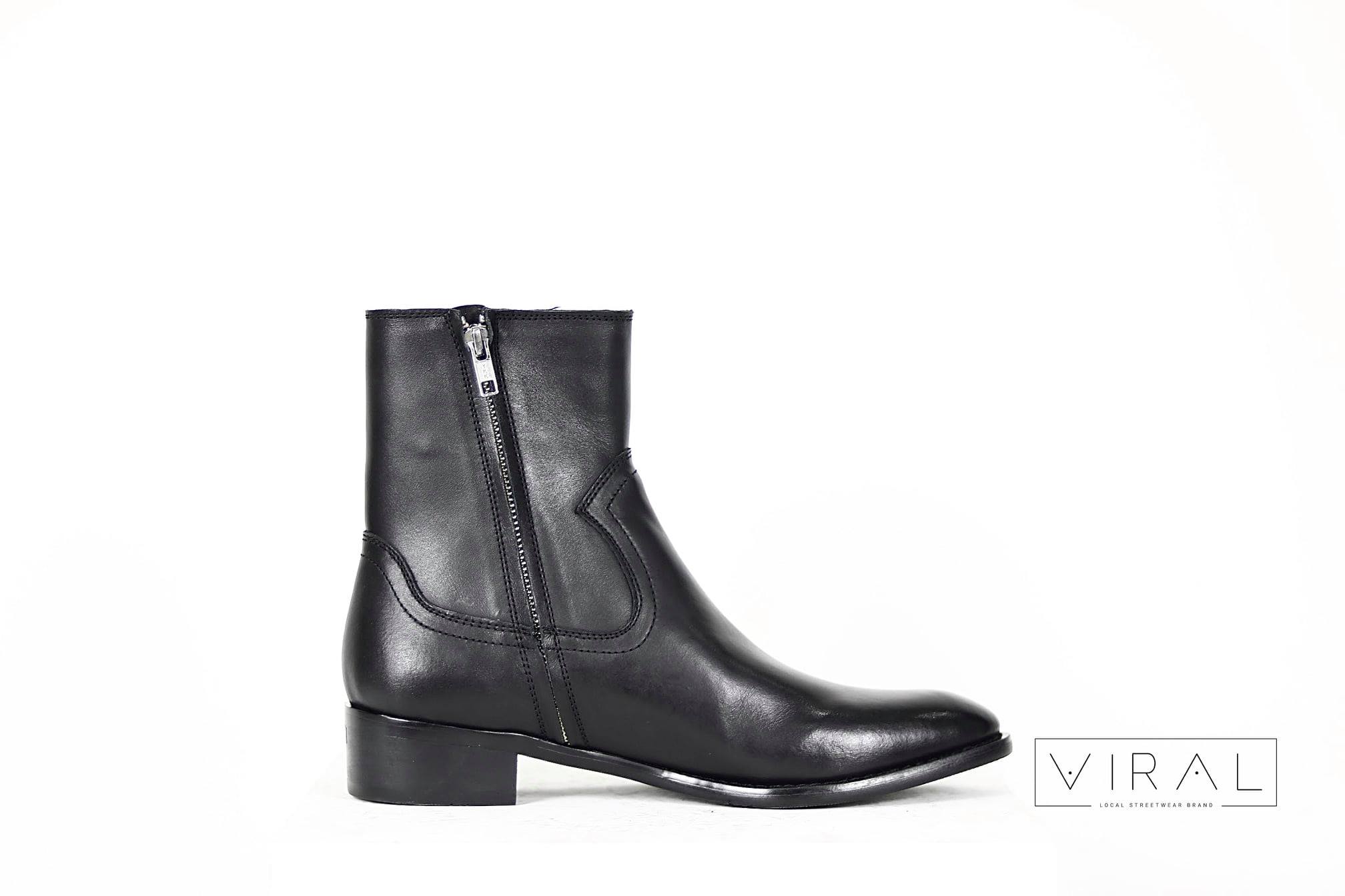 Giày nam Zip Boots Khóa Kéo Streetwear Da Bò Đế Phíp Cao Cấp BẢO HÀNH 12 THÁNG .Tặng Phụ Kiện