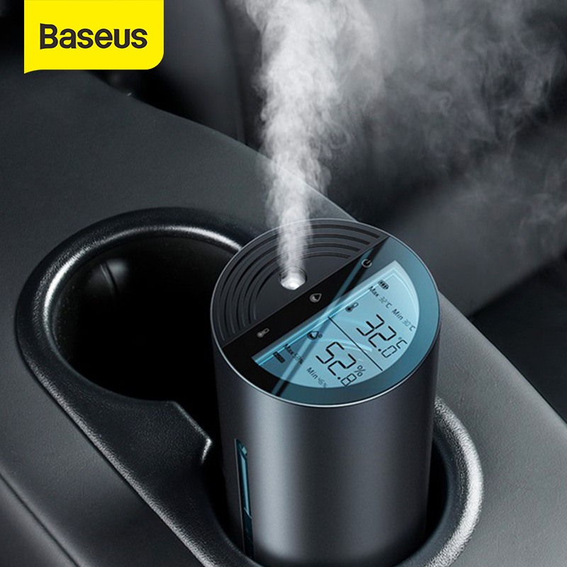 Máy tạo độ ẩm không khí Baseus 260mL Máy làm ẩm không khí trên ô tô với màn hình kỹ thuật số LED Máy khuếch tán hương thơm ô tô Máy khuếch tán tinh dầu cho ô tô Phụ kiện văn phòng tại nhà Máy tạo ẩm di động