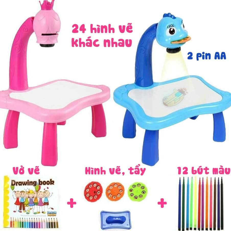 Đồ chơi vẽ cho bé, bàn vẽ có đèn chiếu sáng thông minh cho bé - bộ đèn bàn máy chiếu học vẽ thông minh bảng vẽ chiếu thiếu nhi, bảng vẽ chiếu màu đa năng
