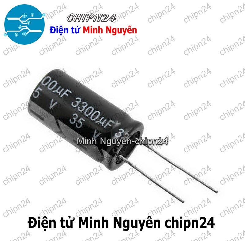 [2 con] (F260) Tụ hóa 3,300uF 35V Đen (16x30mm) (3300uF 35V) - HH001665