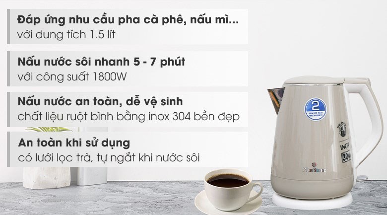Ấm Đun Siêu Tốc BlueStone KTB-3351 , 1.5 lít - 1800W