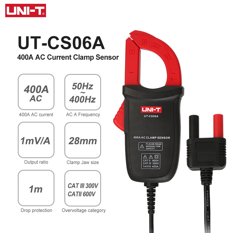 Uni-t ac hiện tại kẹp cảm biến ut-cs06a 400a hiện tại đo kìm ampe kế thích hợp cho ut61e ut139c ut196 multimeters