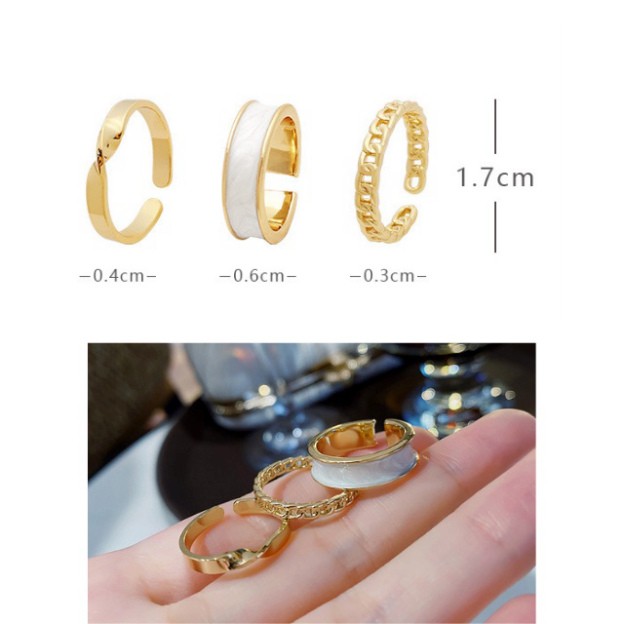 Set 3 Nhẫn Đeo Ngón Tay Phong Cách Hàn Quốc Cá Tính