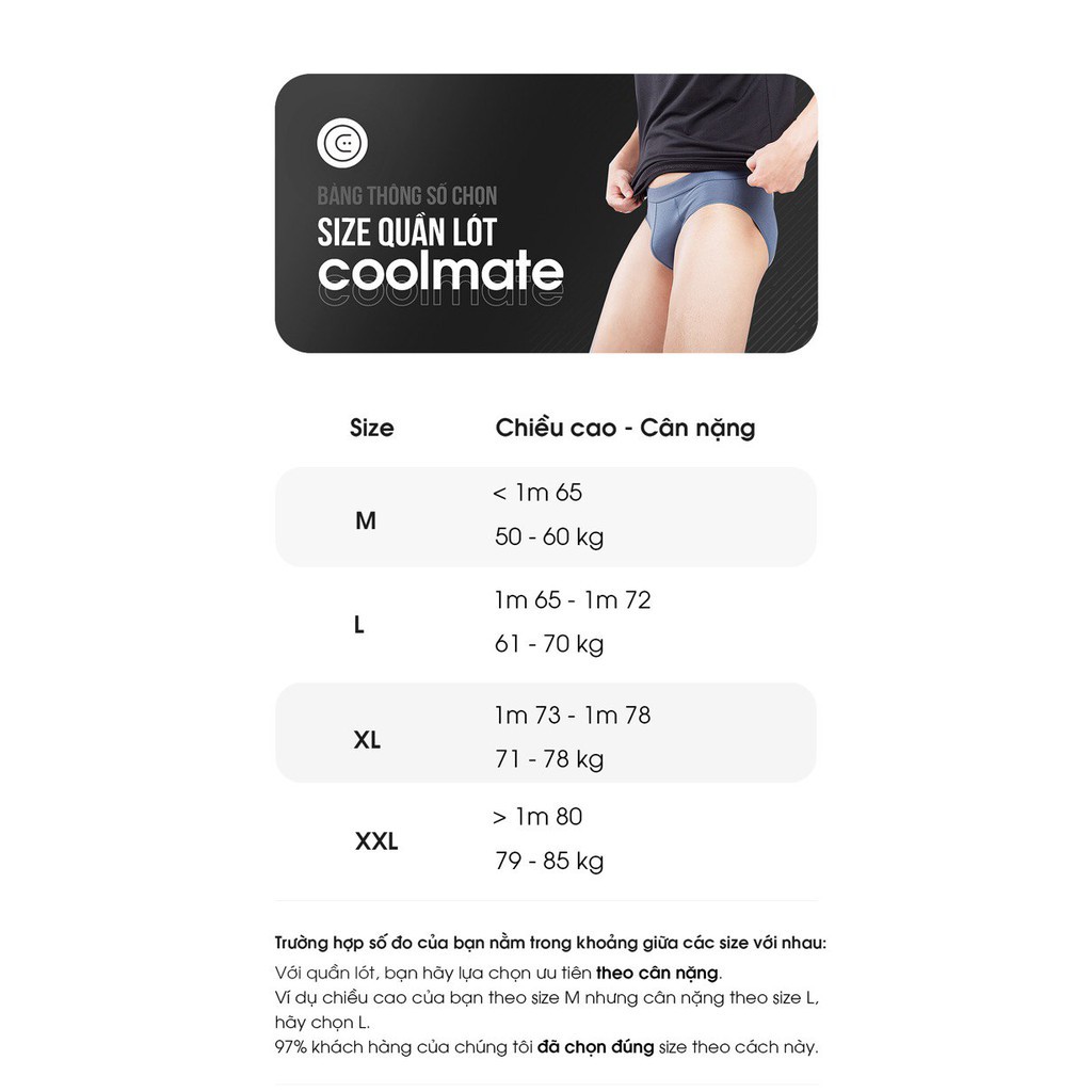 [CHỈ 20H 3.4- 2H 4.4 MUA 3 GIẢM 18%][OUTLET - Không đổi trả]COMBO 3 Quần lót nam Trunk Cotton Compact siêu mát S2 - COOLMATE