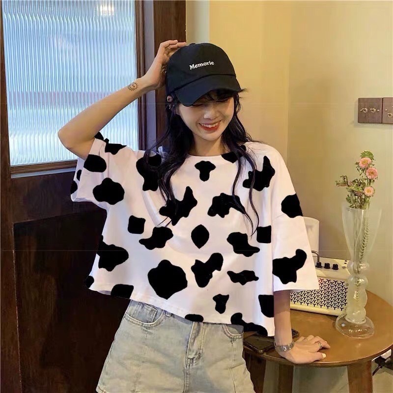 🍓🍓 siêu hot 🍓🍓 áo croptop bò sữa màu trắng hip hop re321