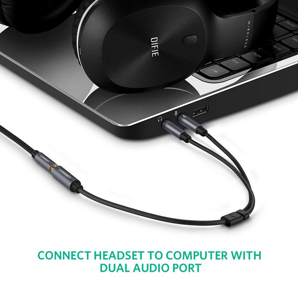 Cáp Gộp Audio 3.5mm 2 Vào 1 Ra Ugreen 20899 , 50255 (Mic và Headphone) Chính Hãng