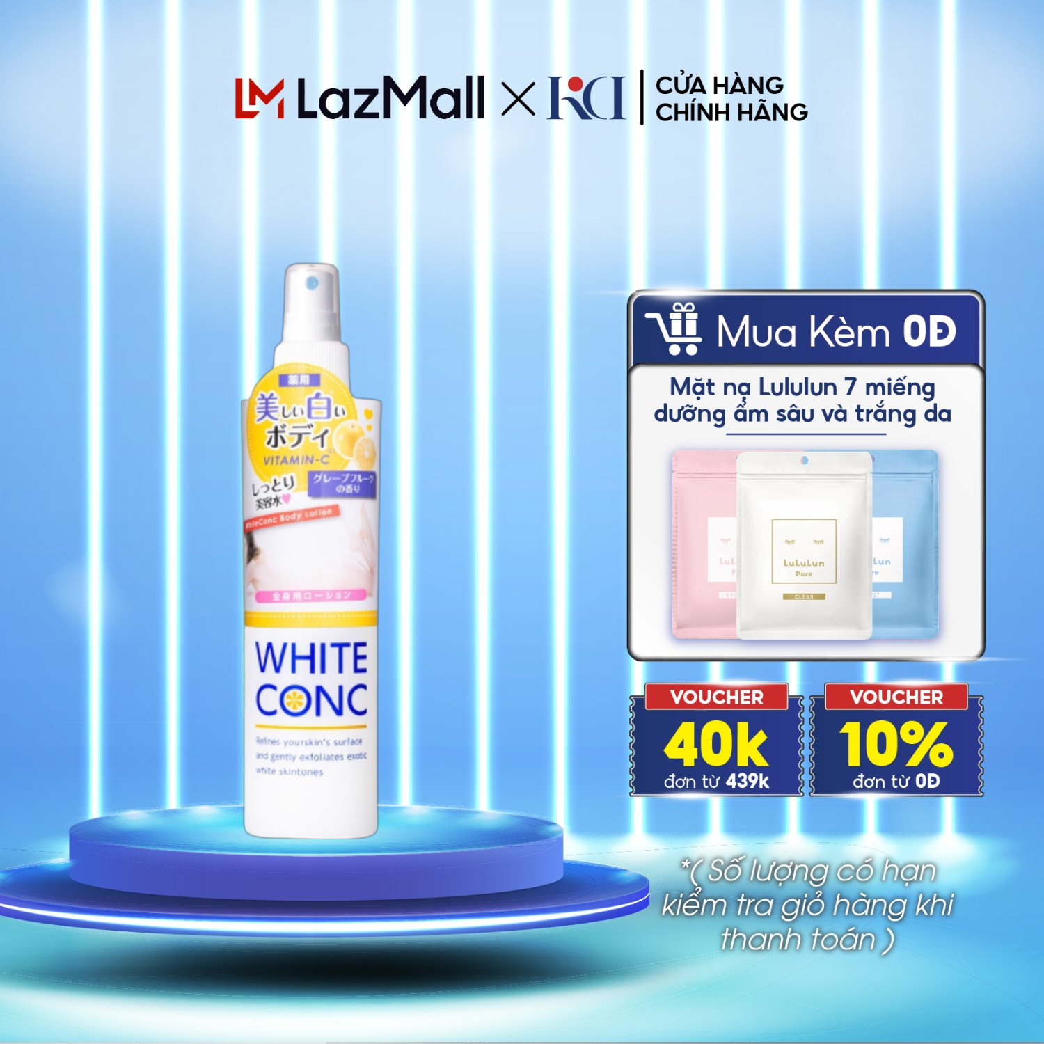 Xịt dưỡng trắng da toàn thân White Conc Body Lotion 245ml chứa vitamin C Nhật Bản