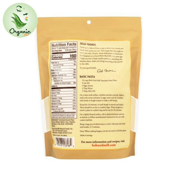 Bột mì semolina ( non-GMO) Bob's Red Mill 680gr - Whole Semolina Flour