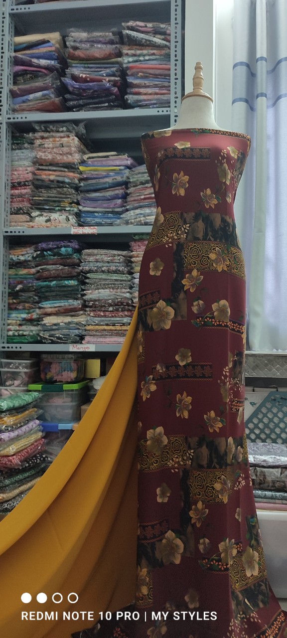 2m Vải lụa lạnh hoạ tiết lập thể hoa (1) - lụa Mango chính phẩm