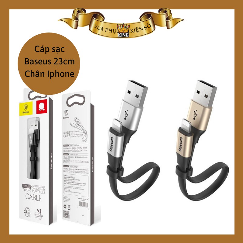 Cáp Sạc iPhone Baseus 23cm ✓Siêu Tiện Lợi ✓ 2 Trong 1 cho iPhone iPad Android