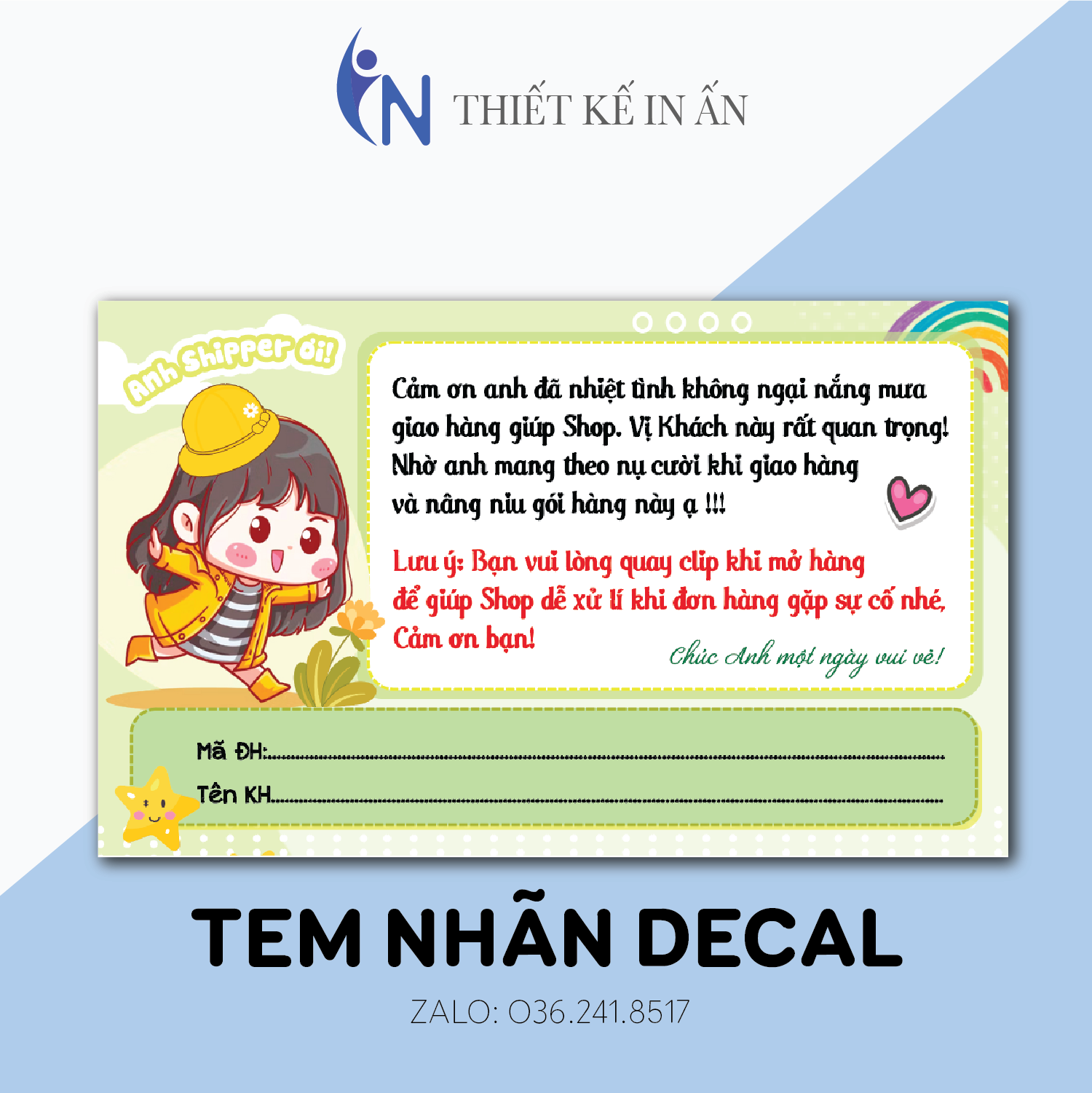 100 Nhãn dán, tem decal có keo sẵn cám ơn shiper, Quay Video Kiểm Tra Đơn Hàng
