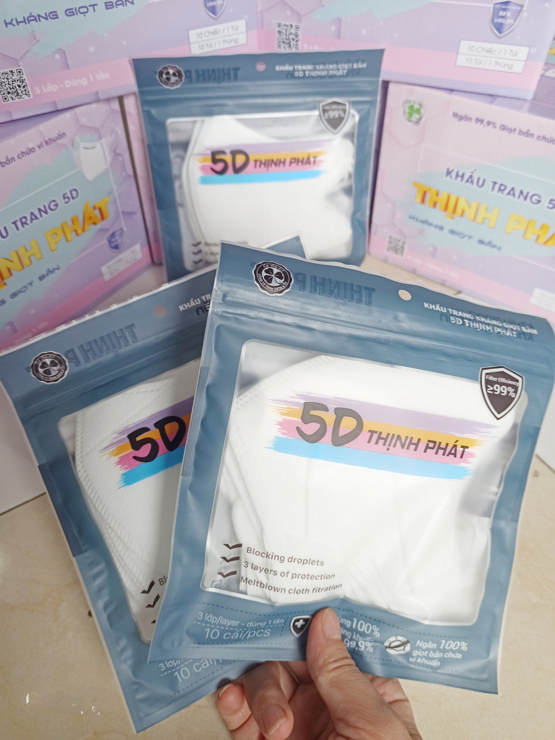 [Xả Kho]Thùng 300 chiếc khẩu trang 5d Thịnh Phát 3 lớp kháng khuẩn