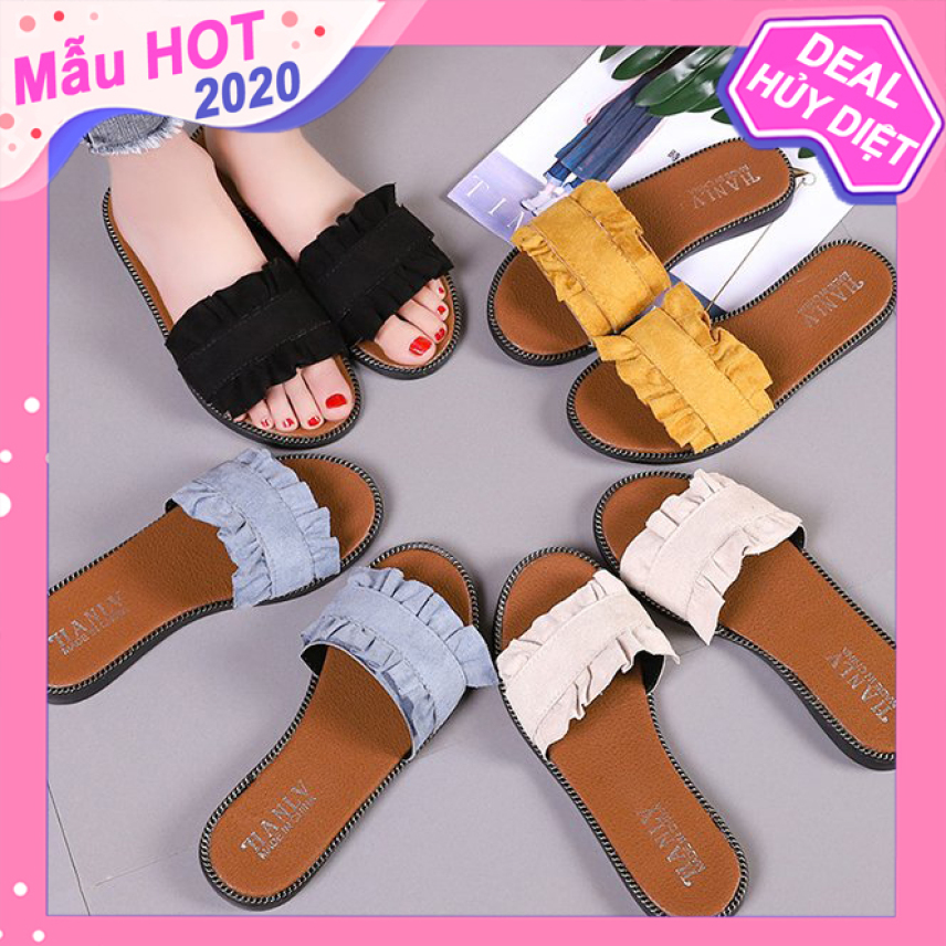 Dép Nữ 3Fashion Bèo Nhúng Mẫu Quai Dép Chắc Chắn Viền Đế Đính Kim Loại Lấp Lánh - 3143 giá rẻ
