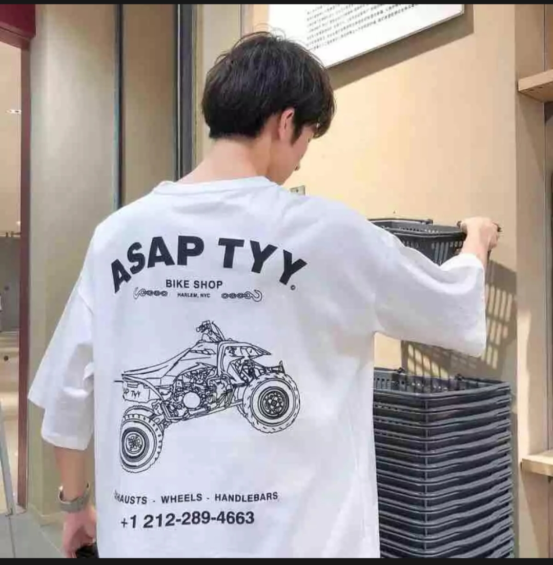 Áo thun nam form rộng Hàn Quốc in hình ASAP TYY độc đẹp vải dày mịn mát