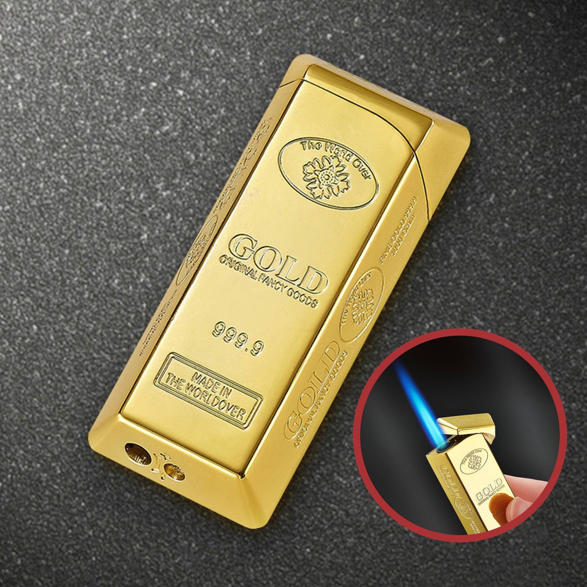 Bật lửa Khè hình thổi vàng 4 số 9 độc lạ -
